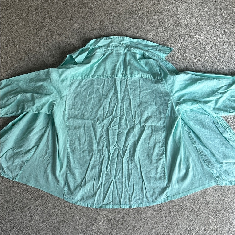 Aqua Linen Button-down - Women’s size 1X - Picture 4 of 5